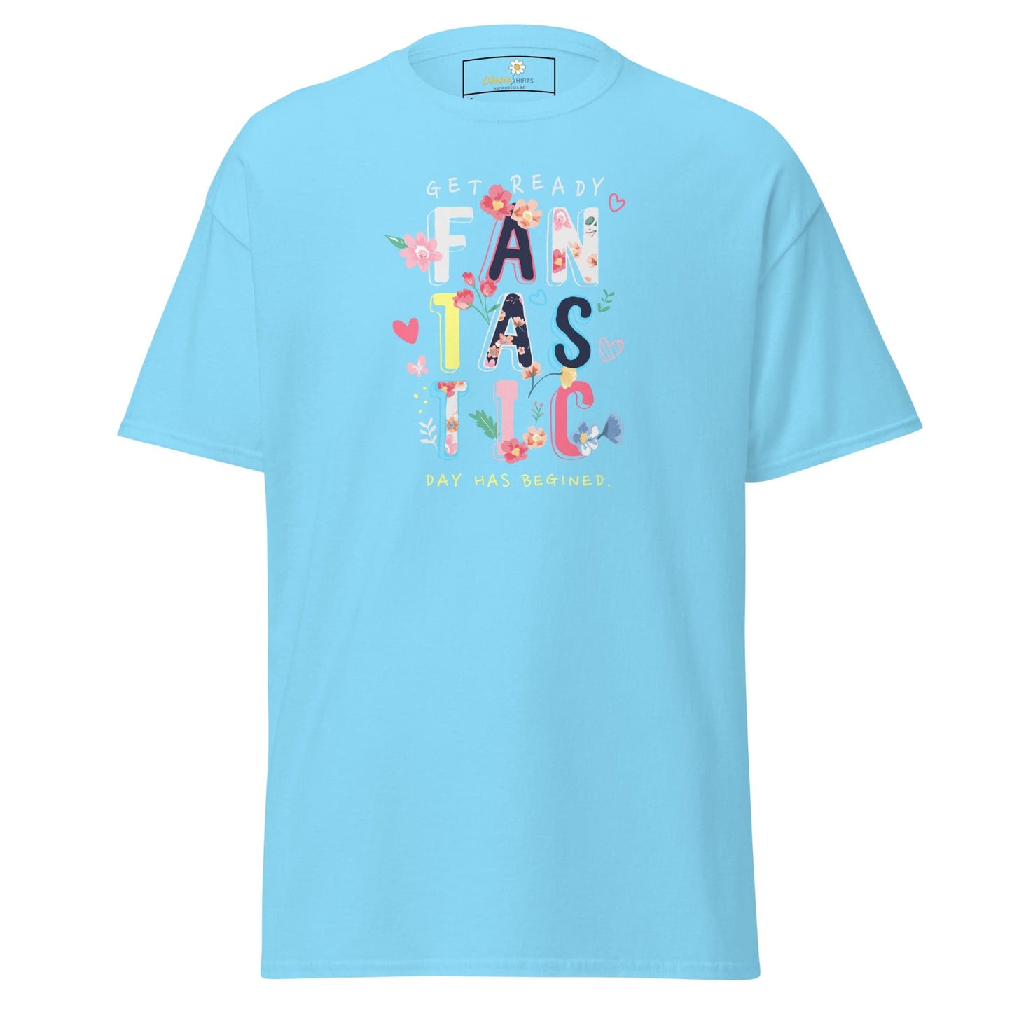 Unisex classic t-shirt - TEXT FANTASTIC DAY - REGULAR - Sky / S