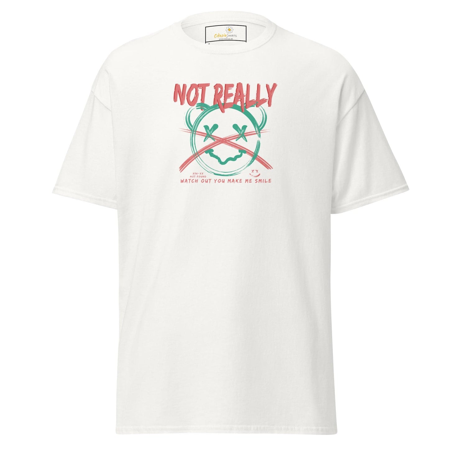 White T-shirt with graphic design for men and women available in sizes S to XL