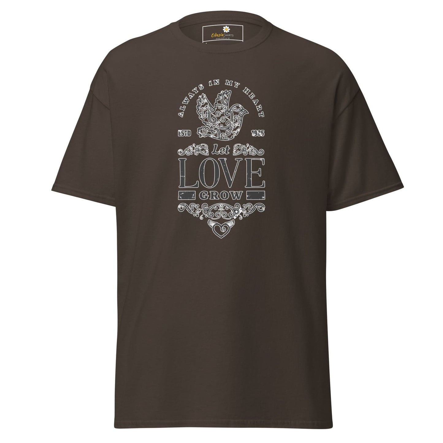 Unisex classic tee - POSITIVE LET LOVE GROW - REGULAR - Dark Chocolate / S