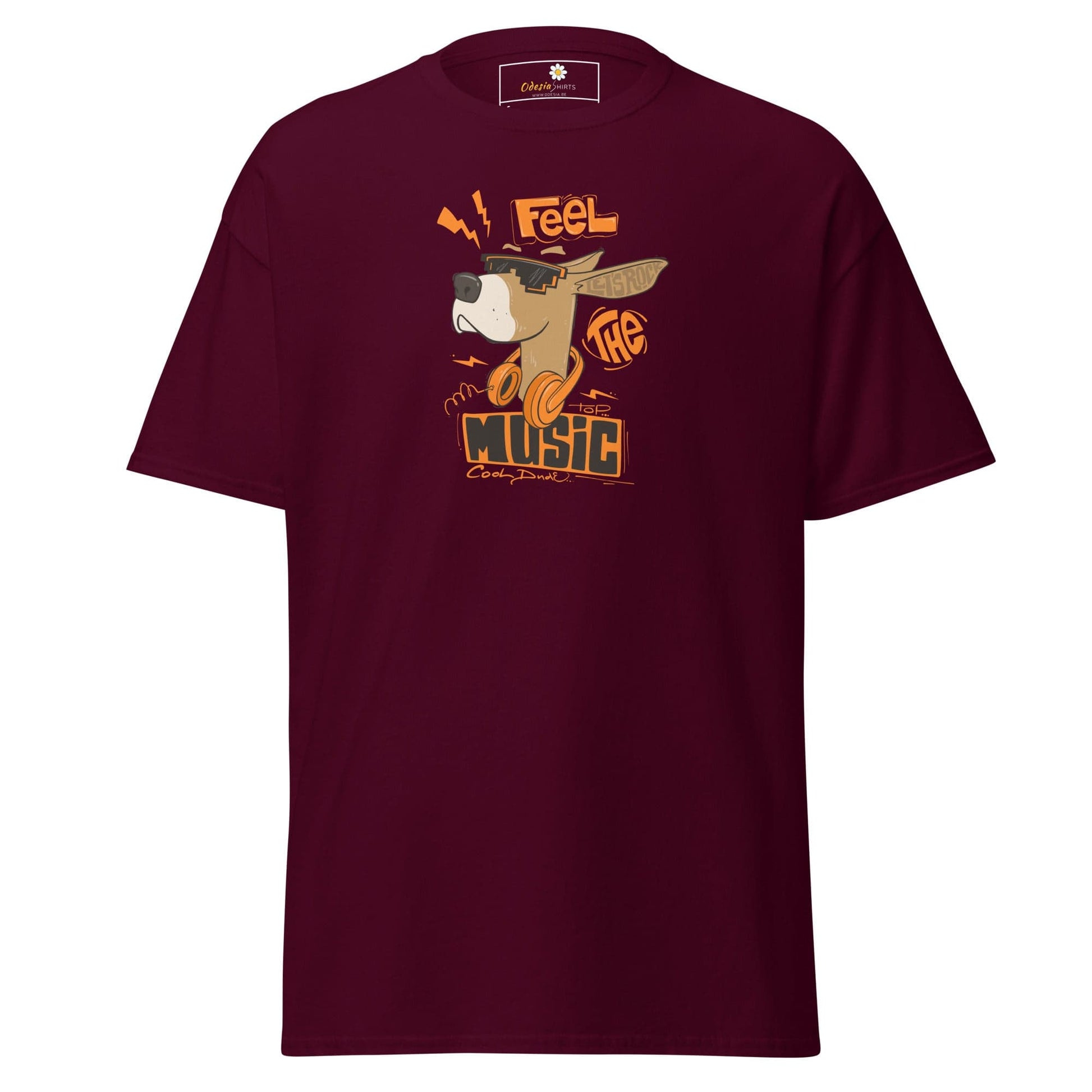 Unisex classic t-shirt - MUSIC FEEL THE MUSIC - REGULAR - Maroon / S