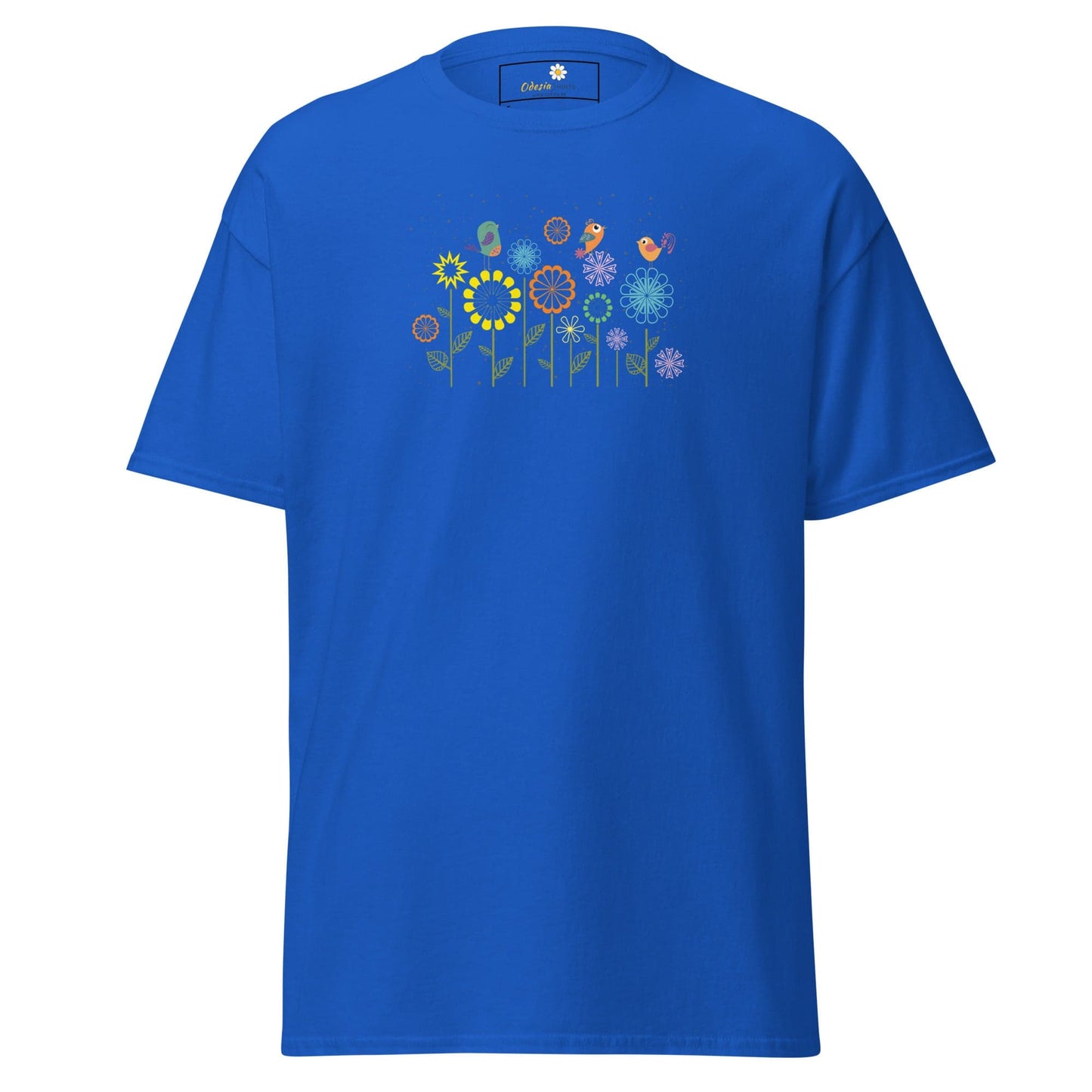 Unisex classic tee - ANIMALS BIRDS ON FLOWERS - REGULAR - Royal / S