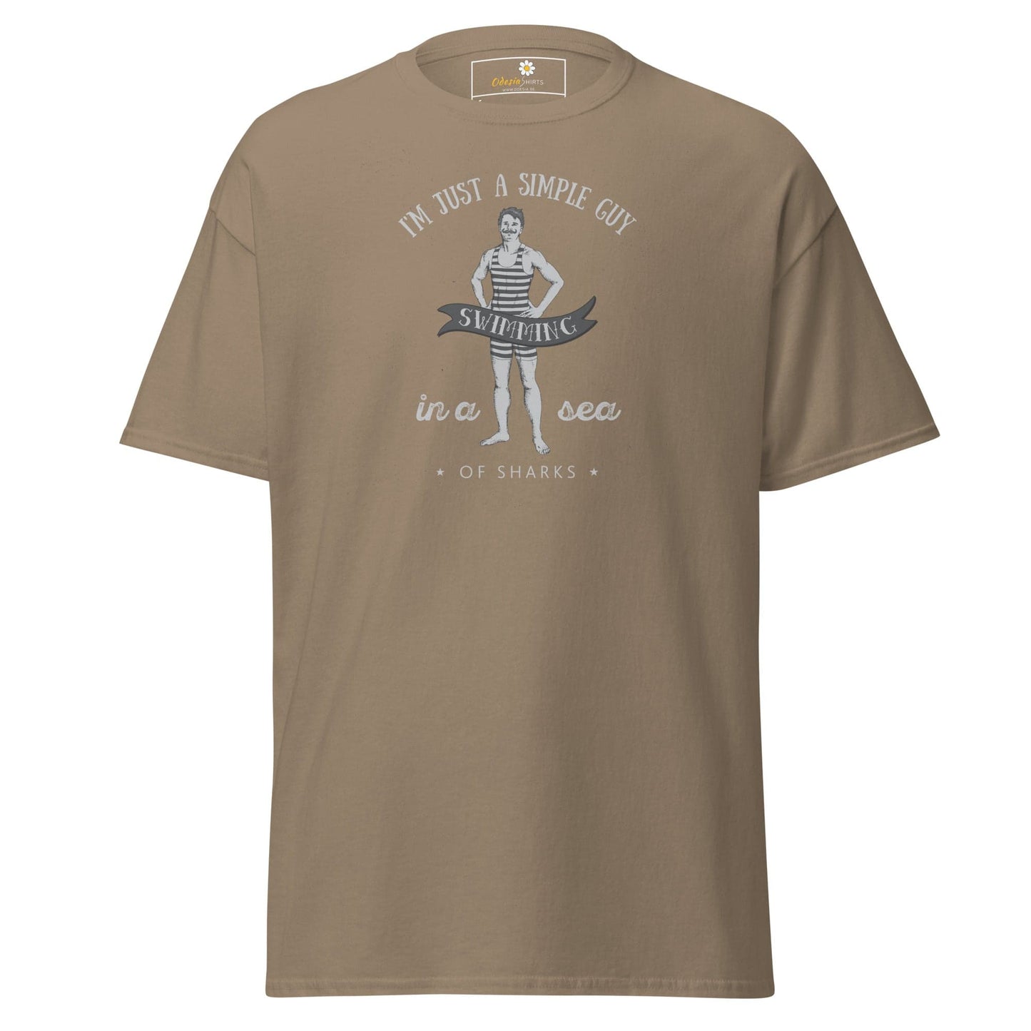 Unisex classic t-shirt - FUN SIMPLE GUY SEA SHARKS - REGULAR - Brown Savana / S