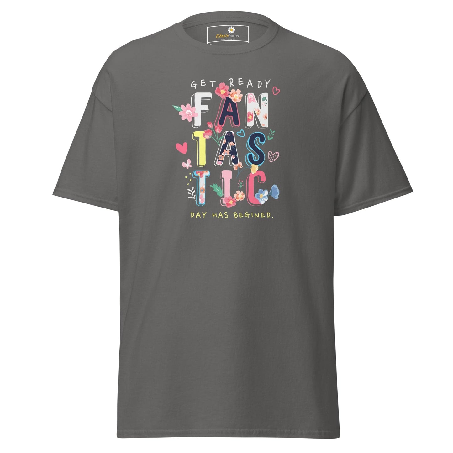 Unisex classic t-shirt - TEXT FANTASTIC DAY - REGULAR - Charcoal / S