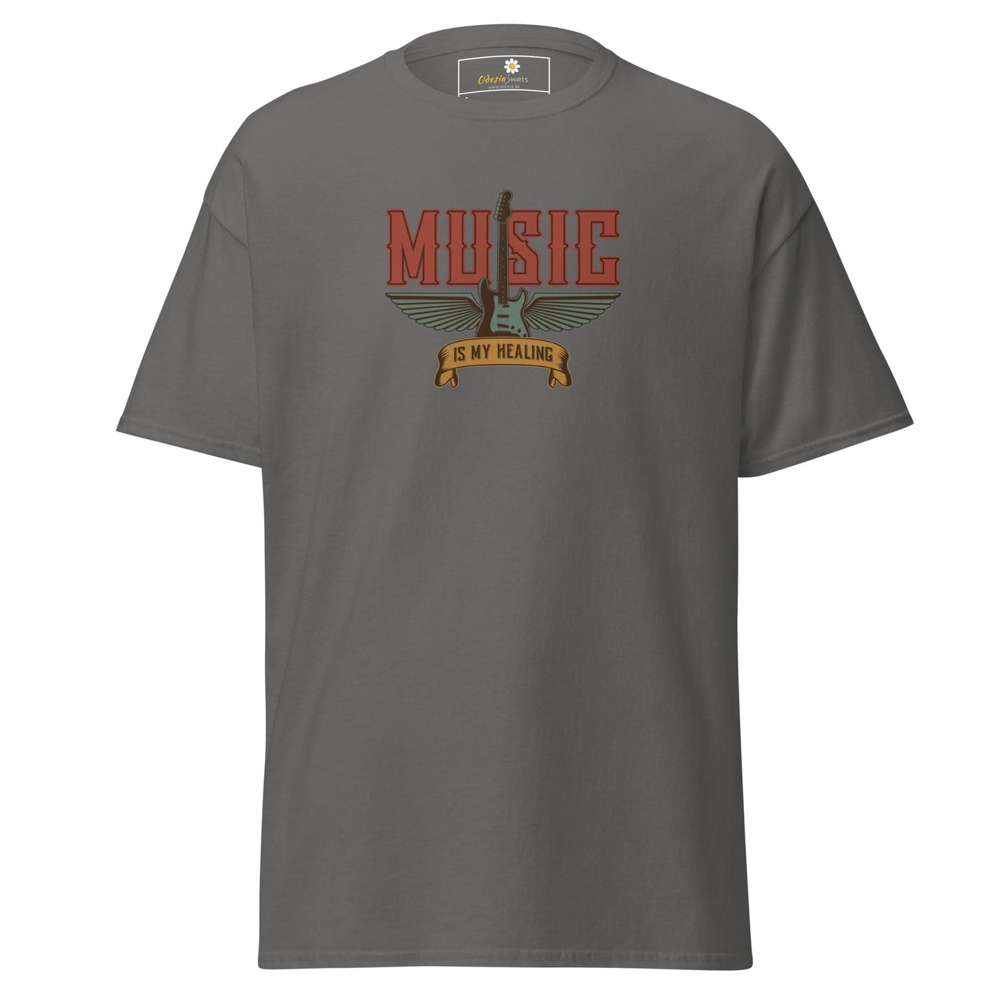Unisex classic t-shirt - MUSIC GEAR HEALING - REGULAR - Charcoal / S