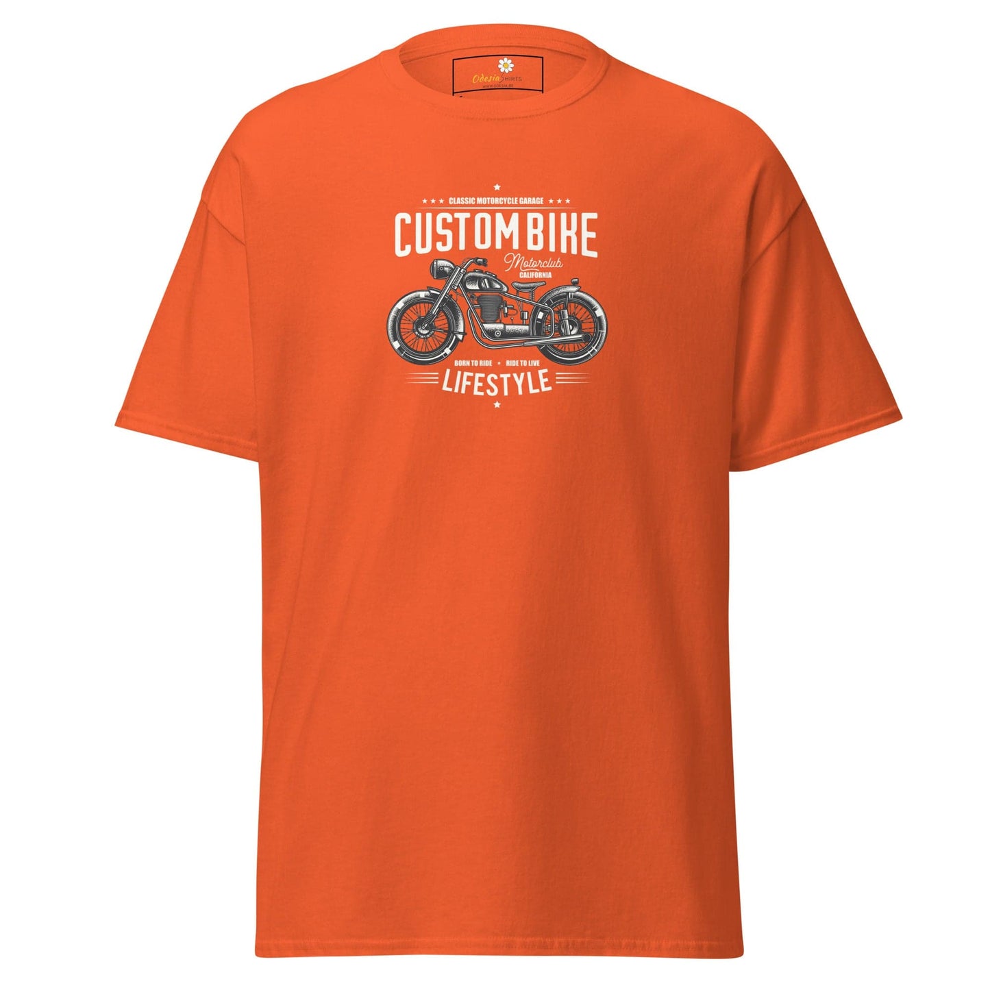 Unisex classic t-shirt - MOTOR CUSTOM BIKE - REGULAR - Orange / S