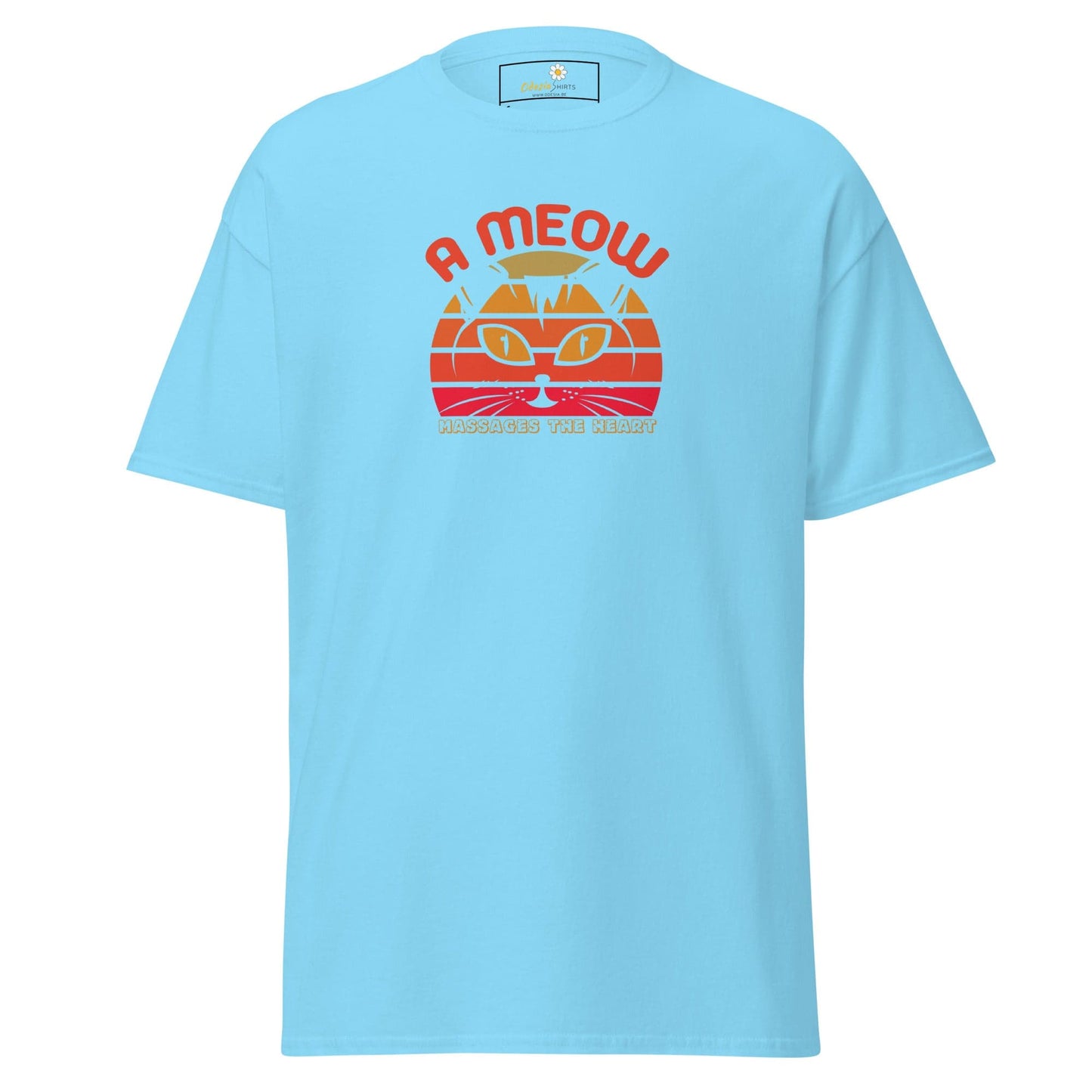 Unisex classic t-shirt - ANIMALS A CAT MASSAGES HEART - REGULAR - Sky / S