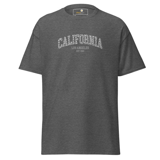 Gray t-shirt.