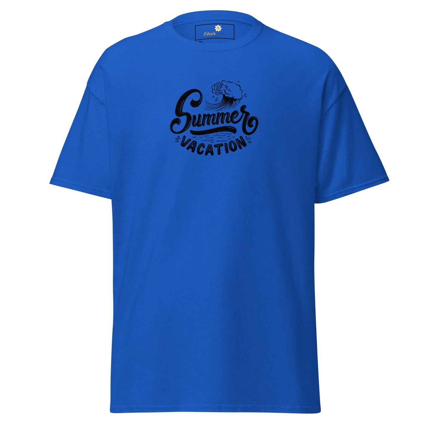 Blue T-shirt with Summer Vacation graphic for Men and Women in 2XL to 5XL sizes